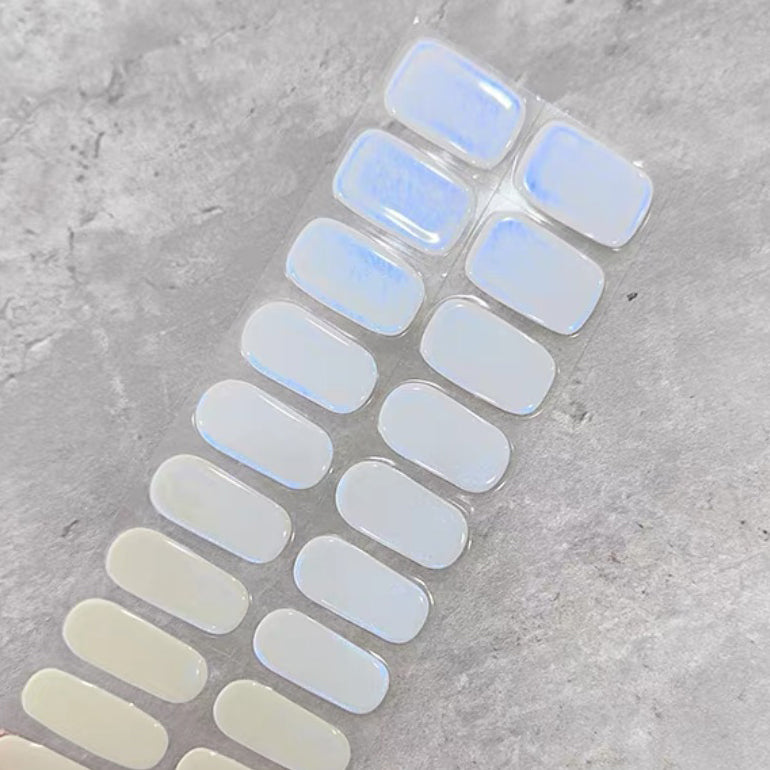 PERIWINKLE YELLOW PEARLESCENT - SEMI-CURED GEL NAIL STICKERS 20 STRIPS