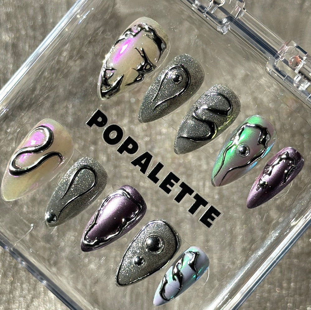 POPALETTE MIRROR MIRROR - 100% Handmade Luxury 3D Press On Nails