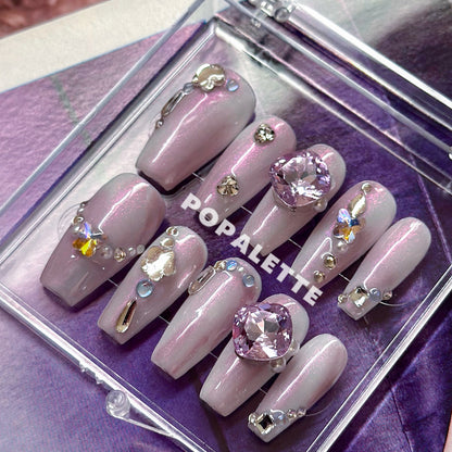 POPALETTE Aurora Stardust - Luxury 3D Handmade Press On Nails