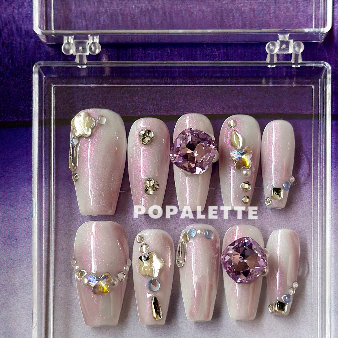 POPALETTE Aurora Stardust - Luxury 3D Handmade Press On Nails