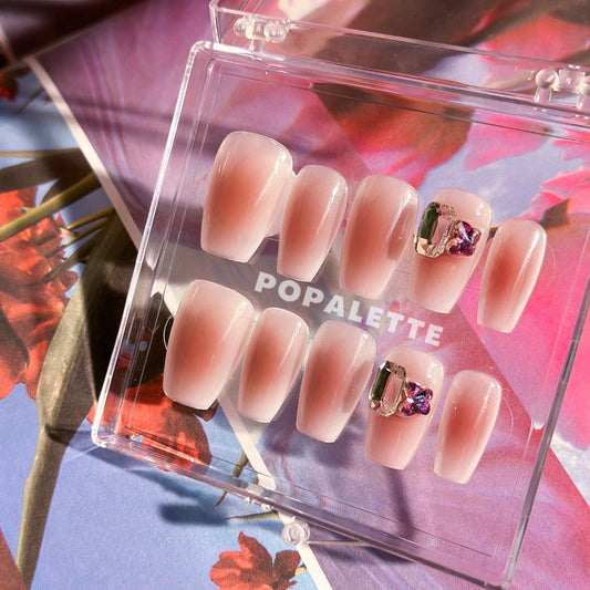 POPALETTE Blush Nails Mid Length - Handmade/Handpainted Press On Nails
