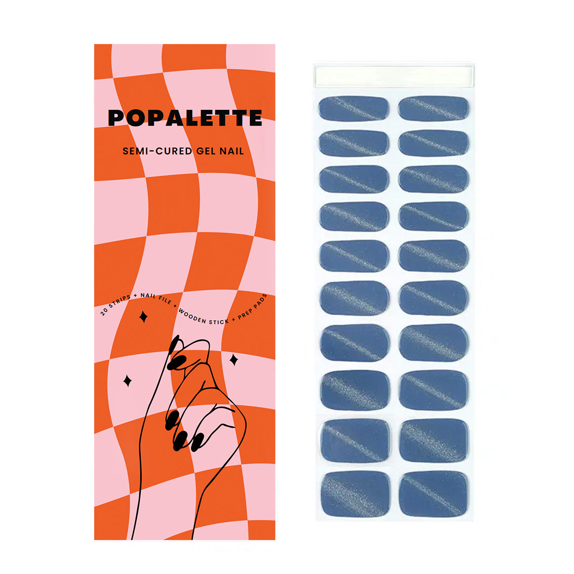 CATEYE DENIM METALLICS - SEMI-CURED GEL NAIL STICKERS 20 STRIPS
