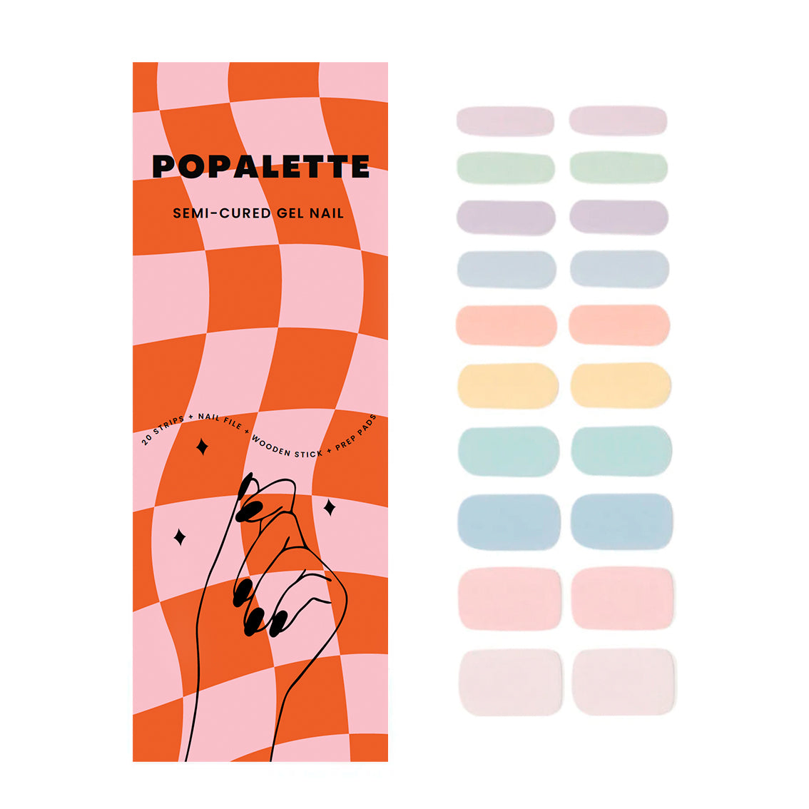 PASTEL RAINBOW - SEMI-CURED GEL NAIL STICKERS 20 STRIPS