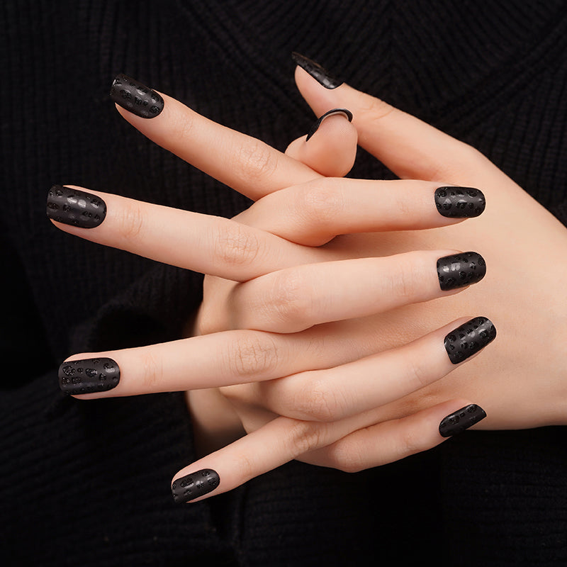 TEXTURED MIDNIGHT BLACK - SEMI-CURED GEL NAIL STICKERS 20 STRIPS