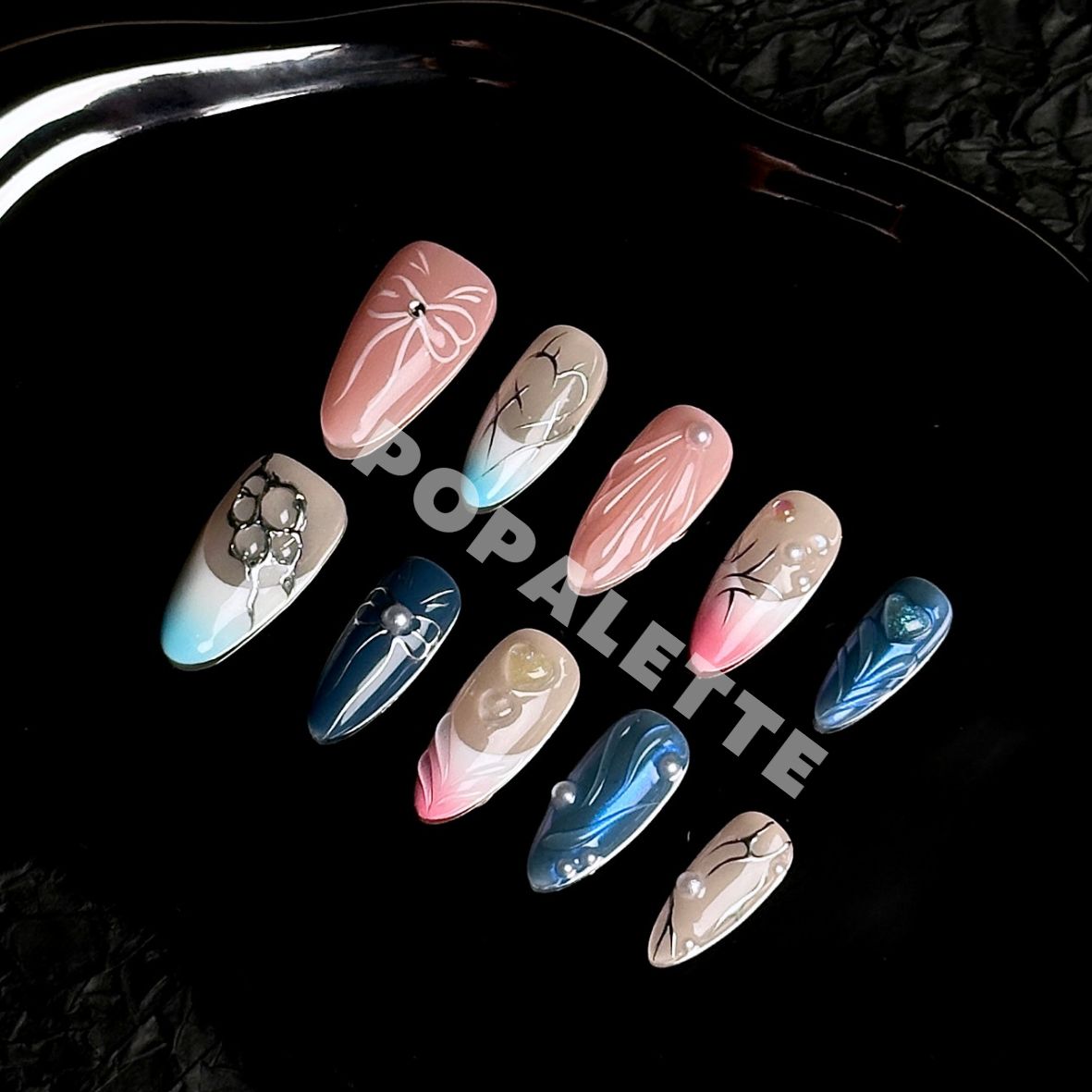 POPALETTE BOWTIQUE - 100% Handmade/ Handcrafted Luxury 3D Press On Nails Reusable