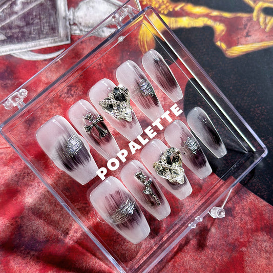 Halloween Heart Breaker Chain Handmade/Handpainted 3D Press On Nails  - POPALETTE 