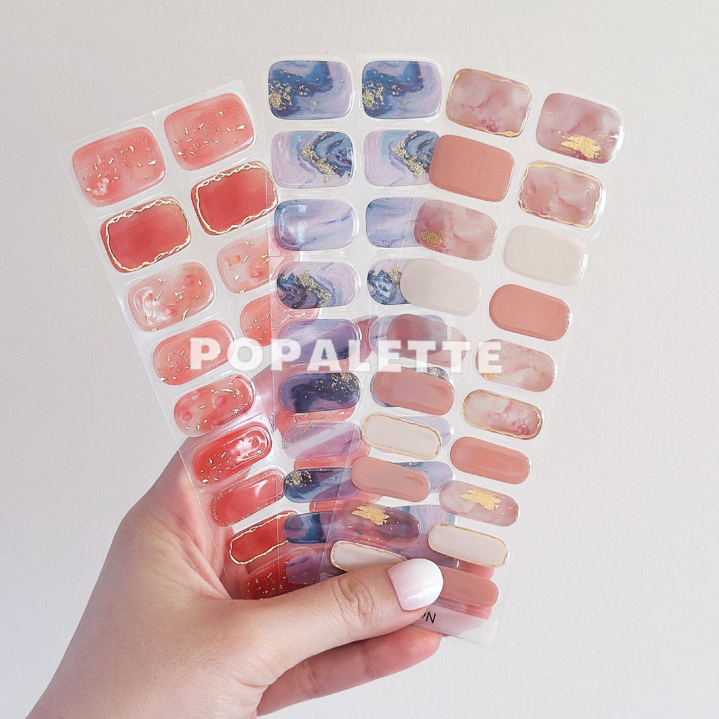 MARBLE NAIL COLLECTIONS (MARBLE BLUE) - SEMI-CURED GEL NAIL STICKERS 20 STRIPS