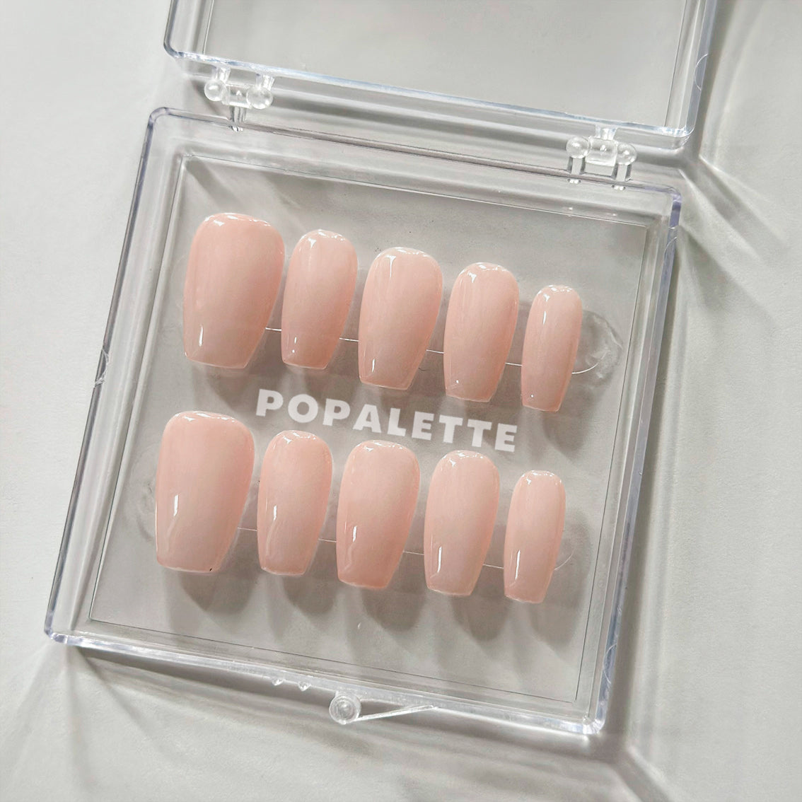 POPALETTE Nude/Neutral Soft Rose Glossy Finish - Handmade Press On Nails