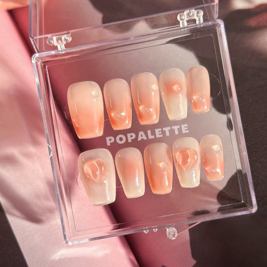 POPALETTE Juicy Peaches - 100% Handmade/Hand-painted Press On Nails 