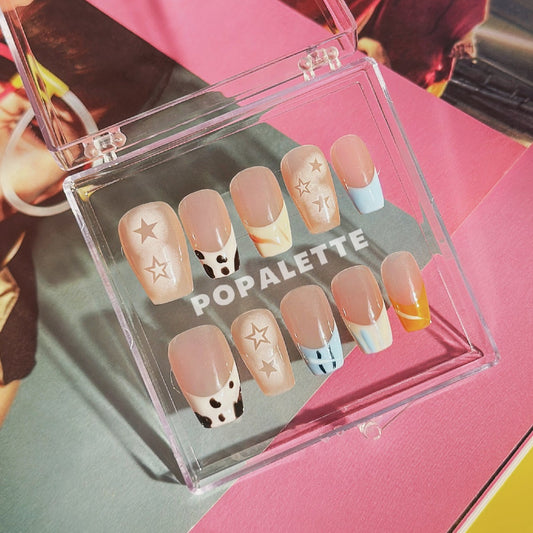 POPALETTE Playful French Tips - 100% Handmade/Hand-painted Press On Nails 