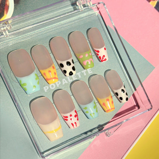 Summer Ambition 100% Handmade/Hand-painted Press On Nails - POPALETTE