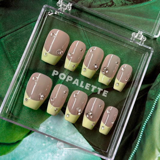 POPALETTE Greenery Delight French - Handmade Press On Nails