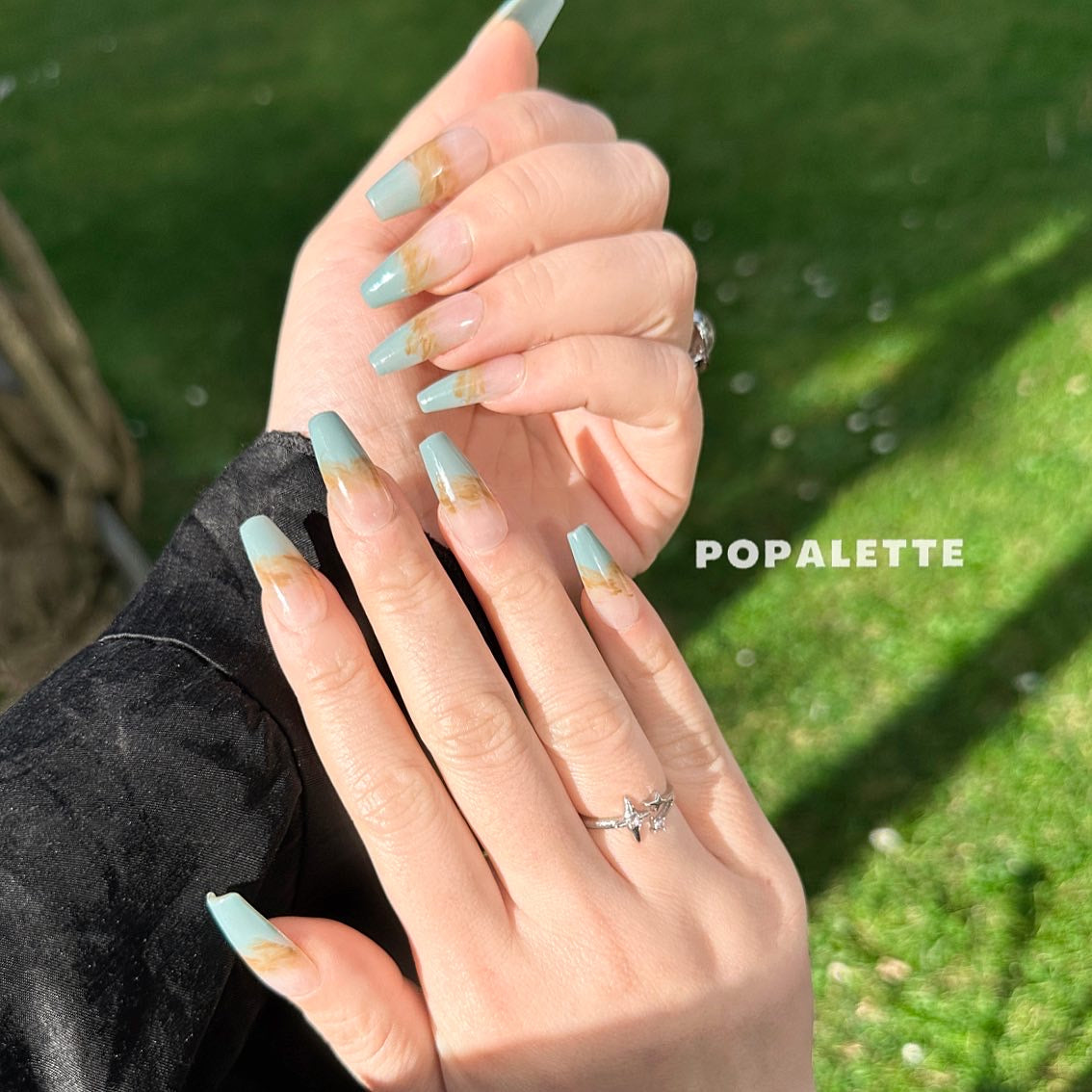 POPALETTE Minty Cloud (Glossy) - Handmade Press On Nails