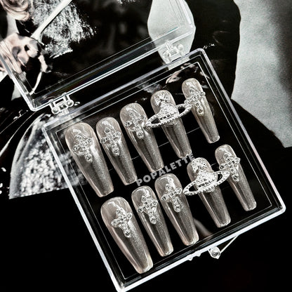 Vivienne Chrome Mirror 3D Handmade Press On Nails - POPALETTE