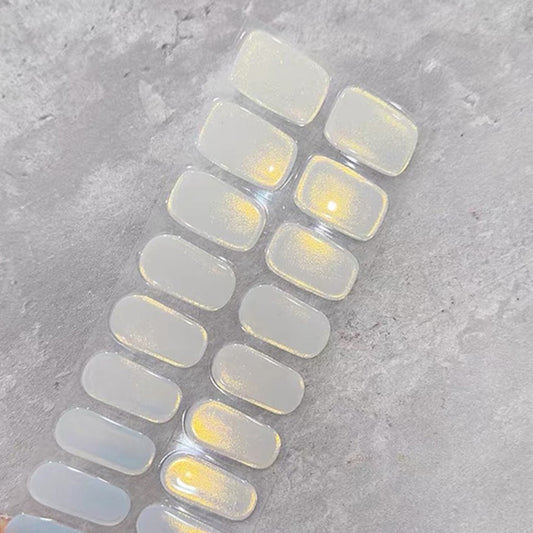 LIGHT BLUE YELLOW PEARLESCENT - SEMI-CURED GEL NAIL STICKERS 20 STRIPS