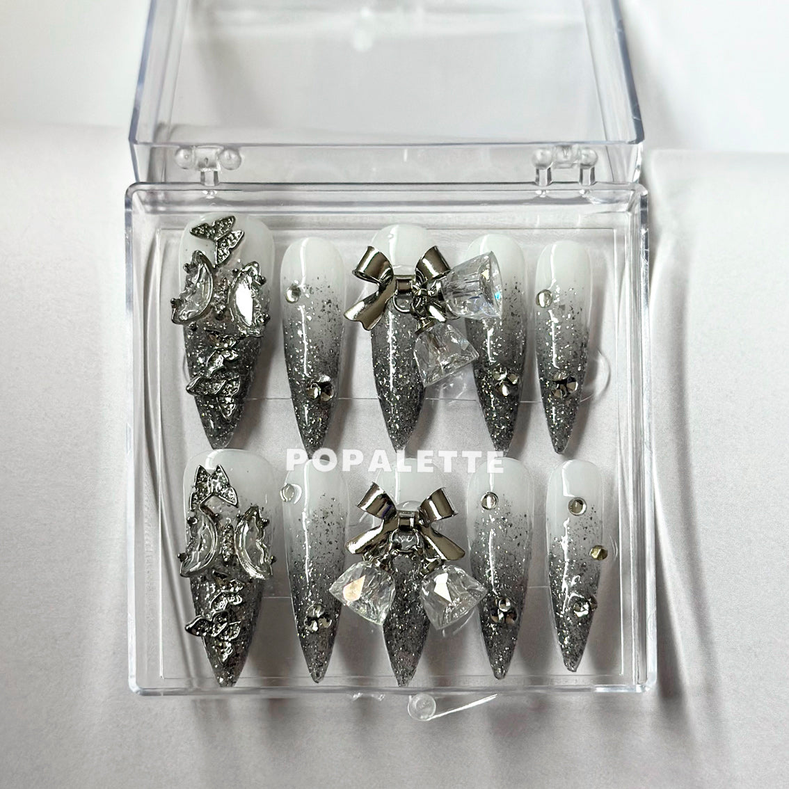 POPALETTE Fluttering Snowflake - Handmade 3D Luxury Press On Nails