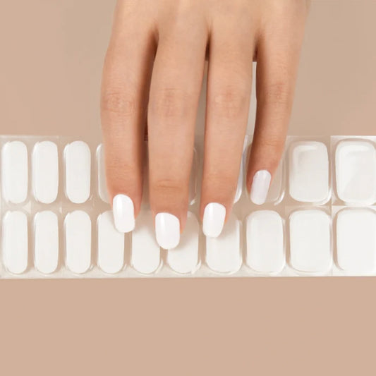 SOLID WHITE - SEMI-CURED GEL NAIL STICKERS 20 STRIPS