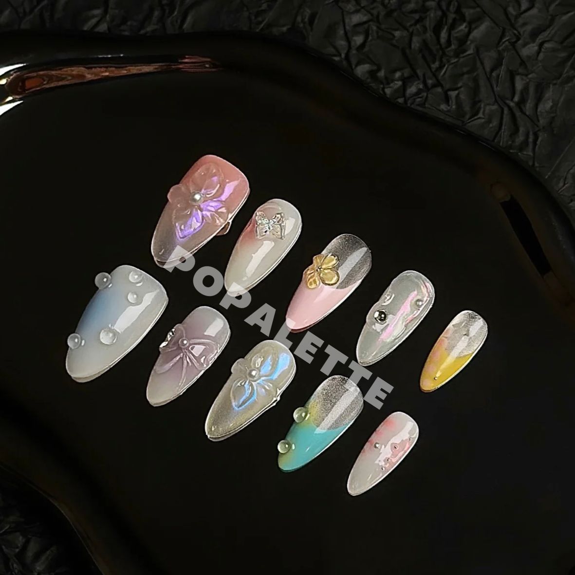 POPALETTE TWILIGHT BLOOM - 100% Handmade Luxury 3D Press On Nails