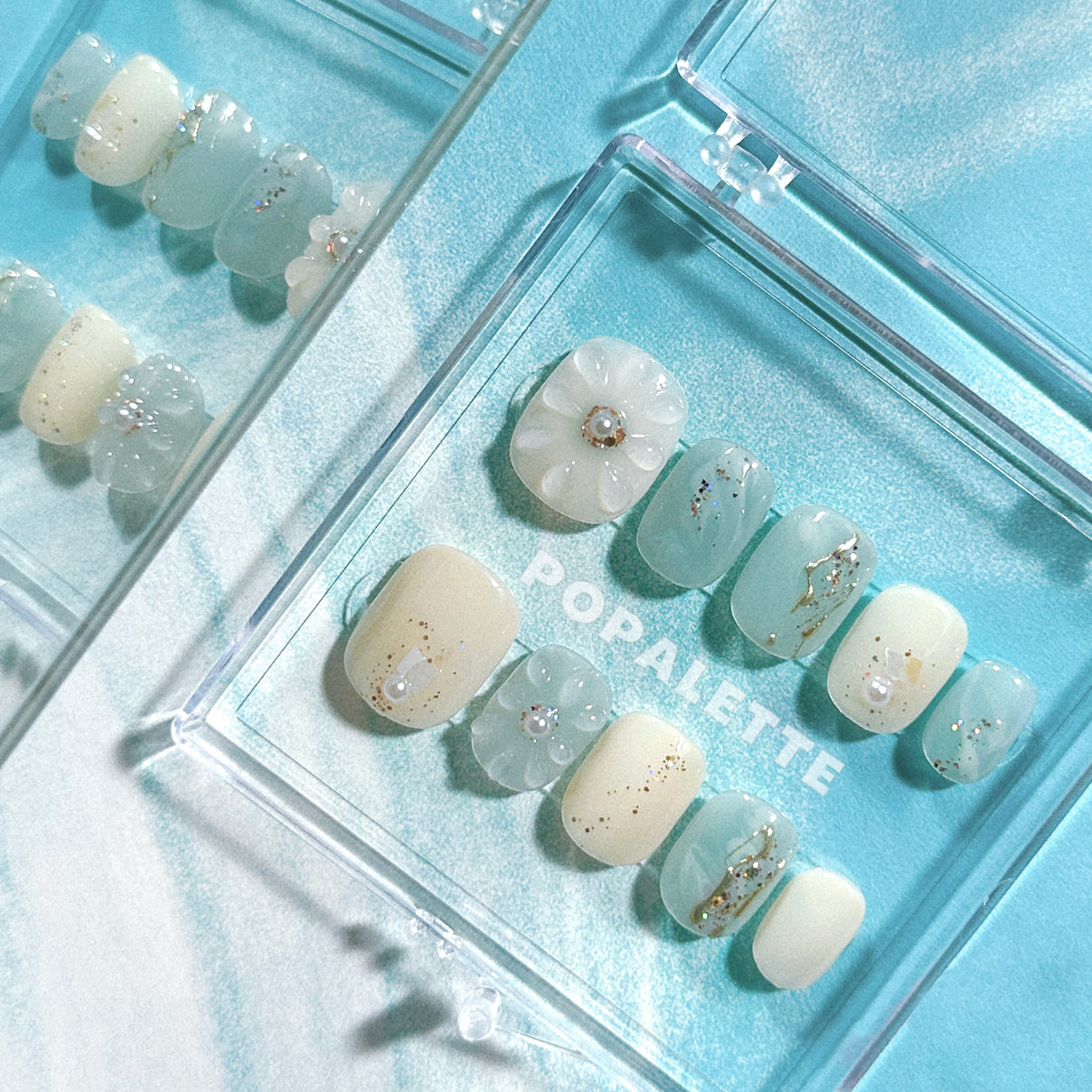 POPALETTE Icy Blossom - Handmade/Handcrafted Press On Nails