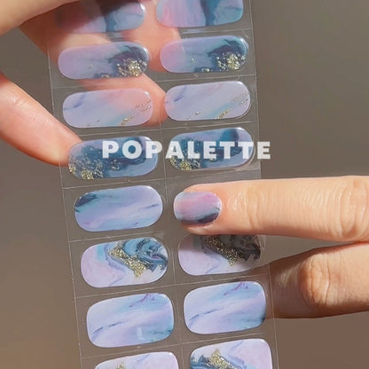 MARBLE BLUE - SEMI-CURED GEL NAIL STICKERS 20 STRIPS