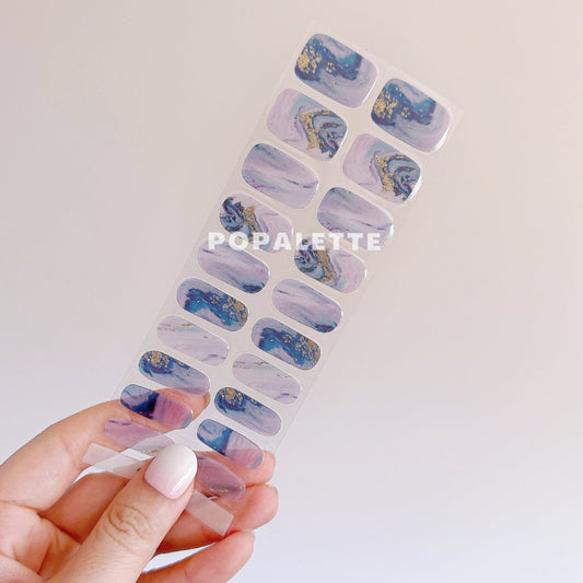 MARBLE NAIL COLLECTIONS (MARBLE BLUE) - SEMI-CURED GEL NAIL STICKERS 20 STRIPS