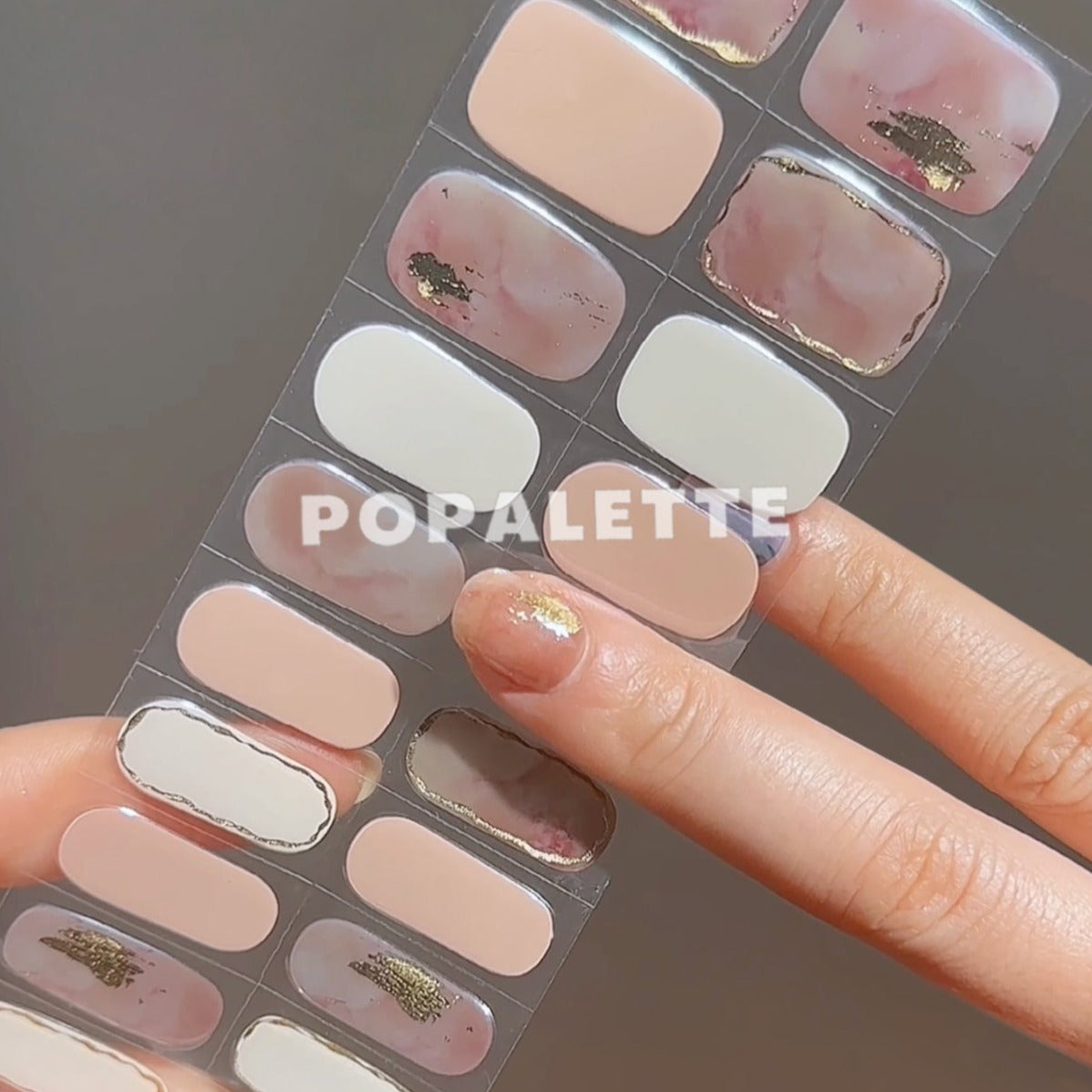 MARBLE NUDE PINK - SEMI-CURED DIY MANICURE GEL NAIL STICKERS 20 STRIPS