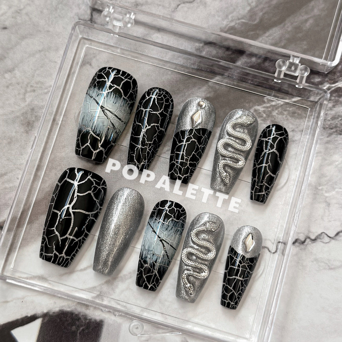 POPALETTE Halloween Snake / Night in Eden - 3D Handmade/Handpainted Luxury Press On Nails