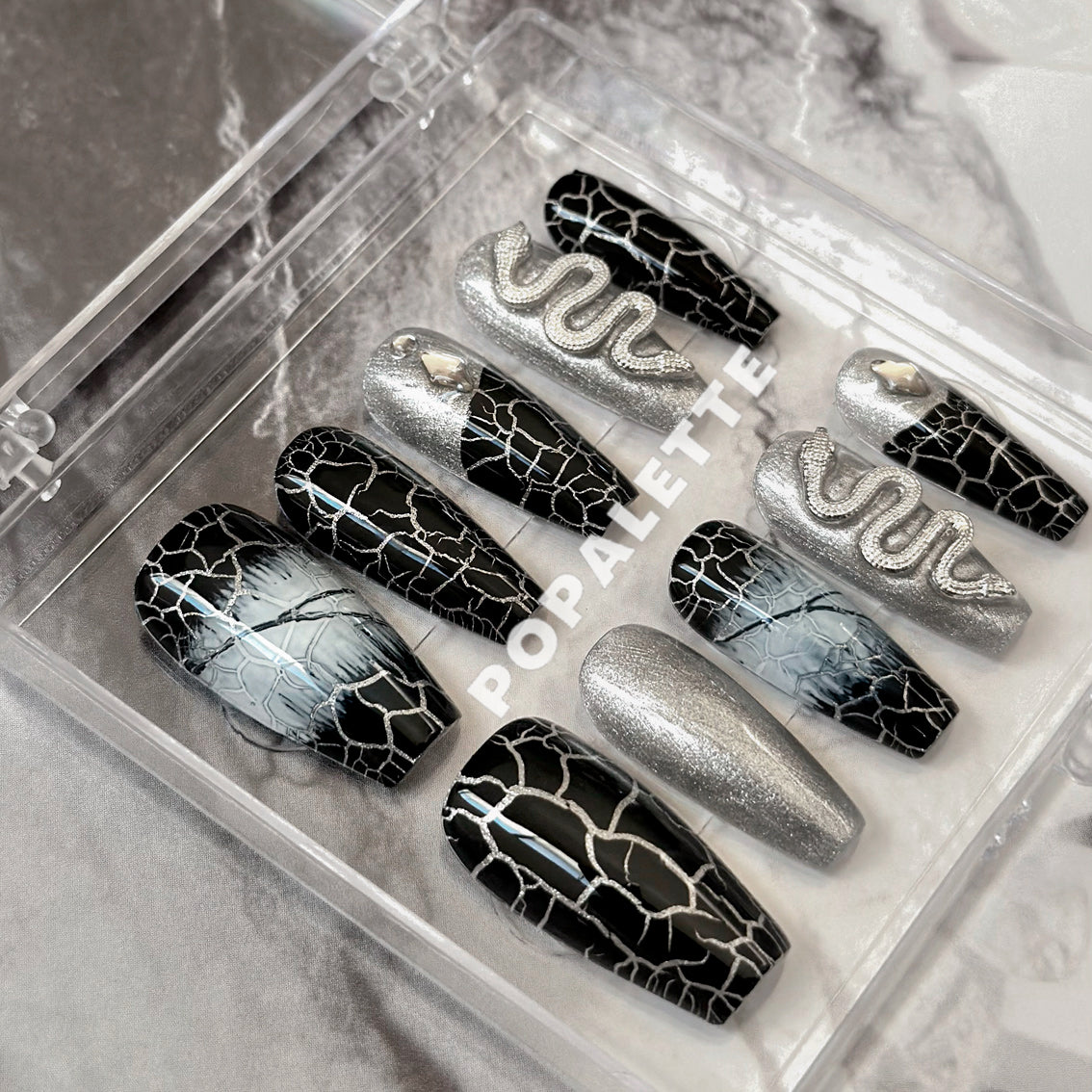 POPALETTE Halloween Snake / Night in Eden - 3D Handmade/Handpainted Luxury Press On Nails